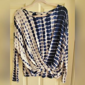 White Birch Blue Tie Dye Long Sleeve Shirt size S